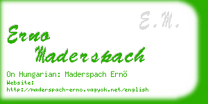 erno maderspach business card